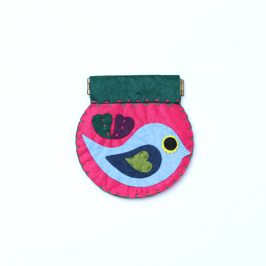 Animal Embroidery Handmade Felt Coin Purse By Studio Hop | 0