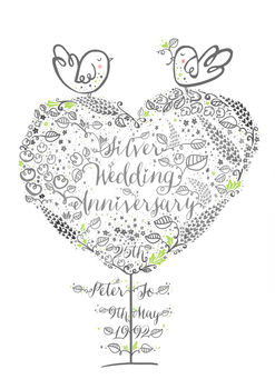 25th Silver Wedding Anniversary Personalised Print, 3 of 3