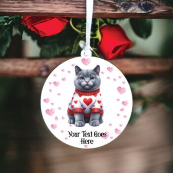 Personalised British Blue Cat Love Decoration, 2 of 2