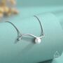 Sterling Silver Natural Freshwater Pearl Wave Pendant Necklace, thumbnail 3 of 11