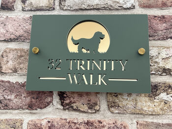 Personalised Dog In Arch Design House Acrylic Number Sign, 2 of 8