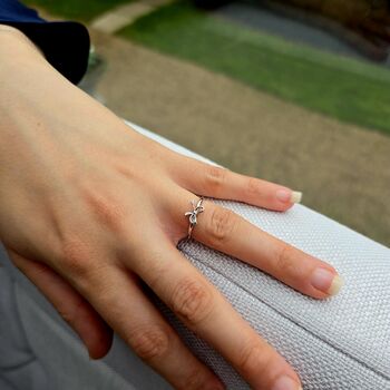 Bow Tie Bowknot Thin Sterling Silver Stacking Ring, 2 of 5