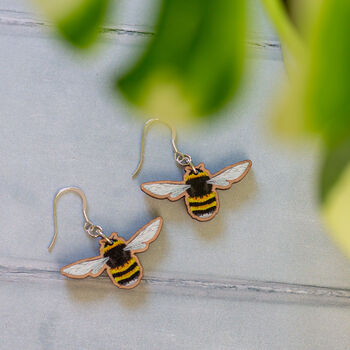 Bumblebee Wooden Earrings, 2 of 8