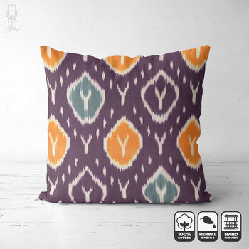 Traditional Purple Ikat Cushion Cover, 3 of 6