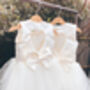 Duchess Satin Flower Girl Dress – Heart Back Tulle Gown Handmade In UK, thumbnail 4 of 11