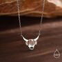 Sterling Silver Enamel Highland Cow Head Pendant Necklace, thumbnail 1 of 12