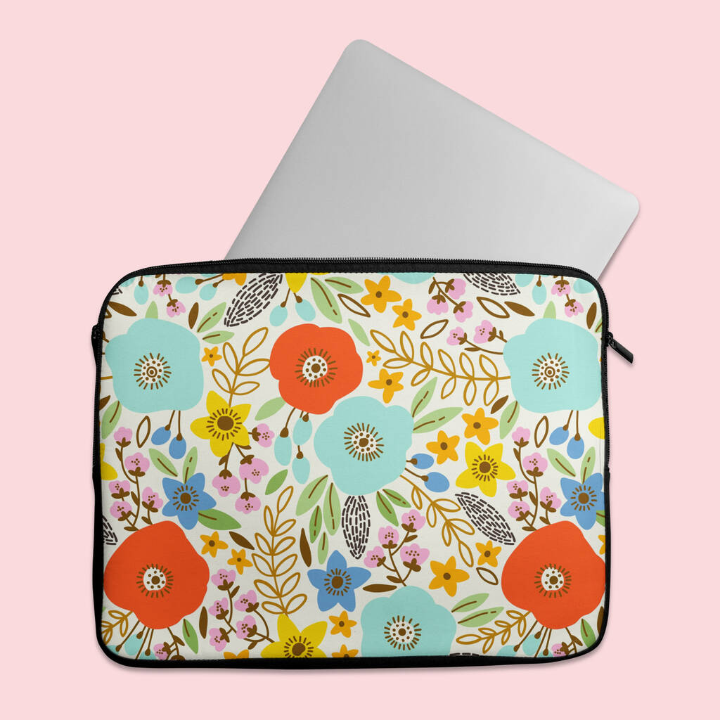 Bright Floral Laptop Sleeve By Casetful