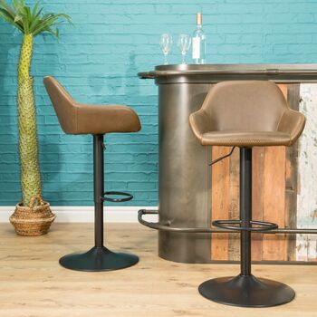 Baxter Chesnut Brown Gas Lift Two Kitchen Bar Stools, 4 of 8