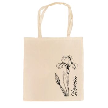 Personalised Birth Flower Linen Tote Bag, 4 of 5