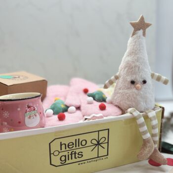 Christmas Eve Gift Box For Kids – Pink Mug, Cosy Gloves, Toy And Chocolate Treat, 9 of 12