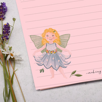 A5 Pink Letter Writing Paper With Garden Fairies, 2 of 4