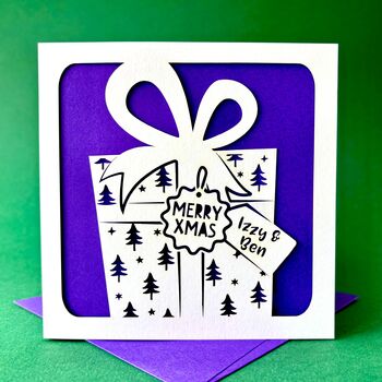 Present Papercut Personalised Christmas Card, 2 of 4