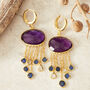 Amethyst Topaz Gold Plated Silver Chain Dangly Earrings, thumbnail 1 of 9