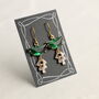 Art Deco Emerald Green Moon Earrings, thumbnail 4 of 6