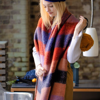 Colour Block Chunky Squares Check Blanket Scarf, 6 of 12