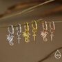 Mismatched Tiny Dragon And Sword Huggie Hoops In Sterling Silver, thumbnail 5 of 12