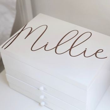 Personalised Wooden Jewellery Box With Drawers, 2 of 3