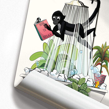 Spider Monkey In Shower, Funny Primate Bathroom Art, 7 of 7