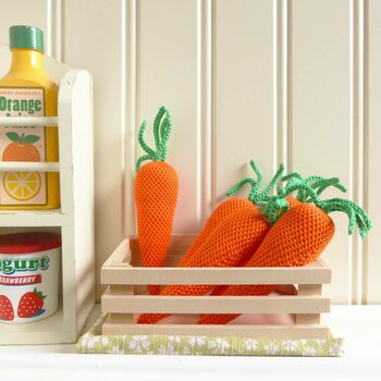 Carrot Play Pretend Crochet Vegetable Soft Toy, 9 of 9