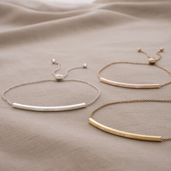 Personalised Curved Skinny Bar Message Bracelet Photo Gift Set, 10 of 11