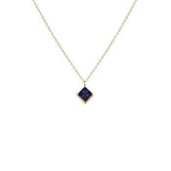 Yellow Gold Pendant Birthstone Necklace September Sapphire, 5 of 7