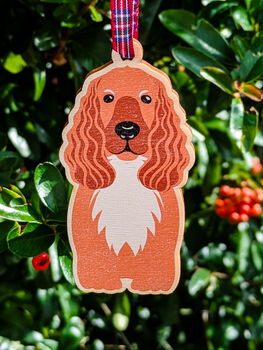 Cocker Spaniel Dog Hanging Wooden Christmas Decoration, 5 of 6
