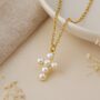 Personalised Gold Plated Silver Pearl Cross Necklace, thumbnail 1 of 10