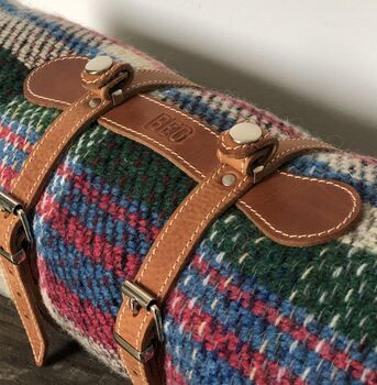 Recycled Wool Picnic Rug And Leather Straps, 2 of 4
