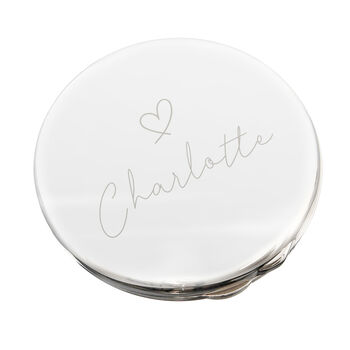 Personalised Silver Heart Round Compact Mirror, 5 of 5