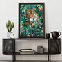 Tiger In The Golden Green Jungle Leaves Wall Art Print, thumbnail 2 of 4