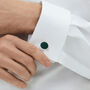 Woven Fabric Faced Cufflinks Dark Green, thumbnail 2 of 4