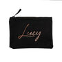 Personalised Rose And Black Cotton Canvas Makeup Bag, thumbnail 2 of 3