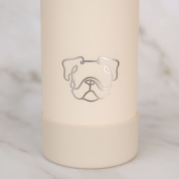 Bulldog 30oz Water Bottle With Removable Dog Bowl In Pink/ Grey/ Cream, 10 of 10