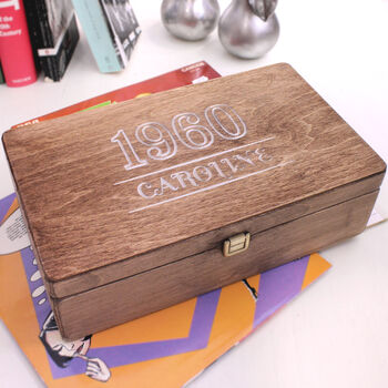 Personalised 60th 'Year' Wooden Memory Box, 2 of 4