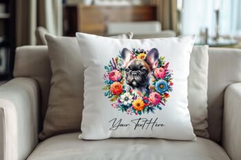 Personalised French Bulldog Summer Floral Dog Wreath Cushion And Mug Gift Bundle, 4 of 4