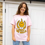 Deck The Halls Women's Christmas T Shirt In Pink, thumbnail 3 of 4