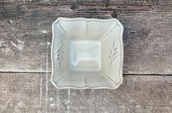 Cream Square Ramekin With Leaf Detail, 3 of 3