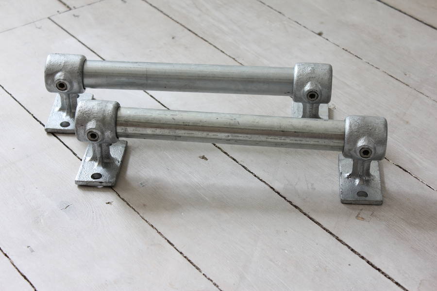 jeannie pair of industrial galvanised pipe handles by urban grain