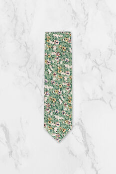 Handmade Wedding Tie In Sage Green Floral Print, 5 of 8