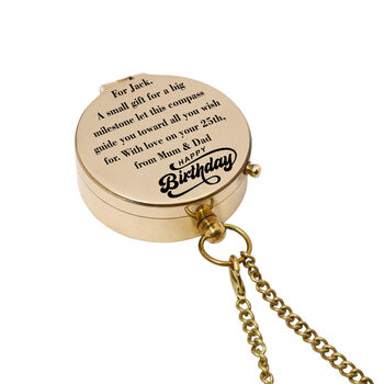 Custom Engraved 25th Birthday Brass Compass Gift, 8 of 11
