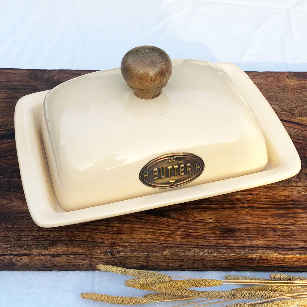 Cream Ceramic Butter Dish Butter Tray With Lid By The Happy Place