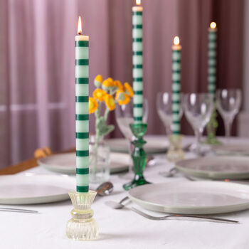 Green Stripe Straight Dinner Candles, 4 of 4