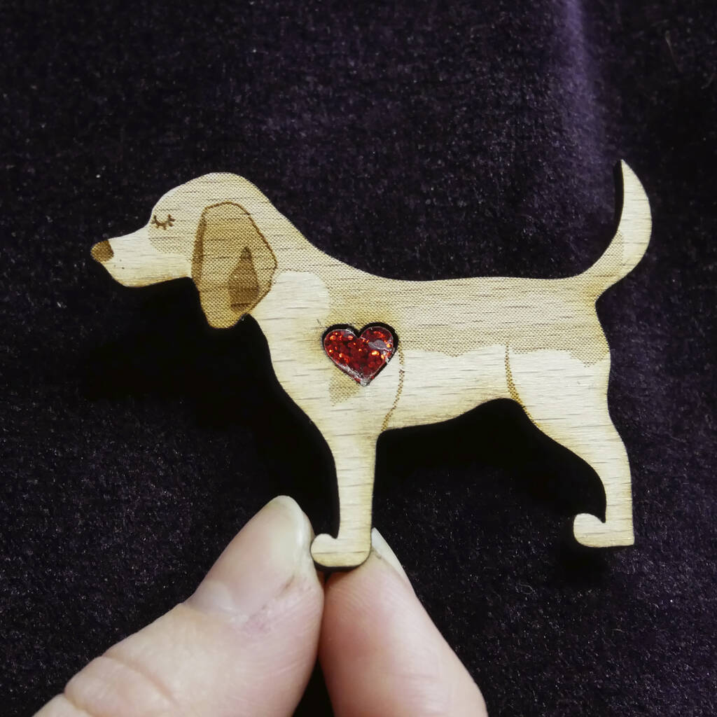 Beagle Wooden Brooch Personalised Dog Gift By Hoobynoo ...