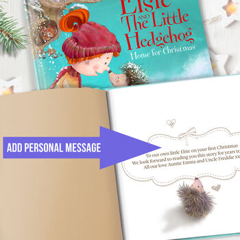 The Little Hedgehog: 'Home For Christmas' Personalised Christmas Book, 4 of 12