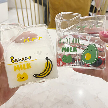 Cute Fruit Milk Carton Glass Cup, 8 of 8