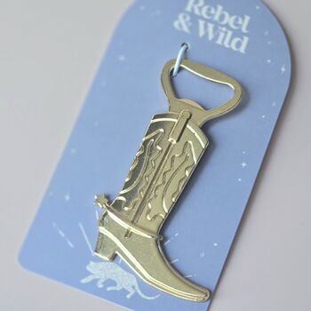 Western Cowboy Boot Bottle Opener Novelty Bar Tool, 5 of 6