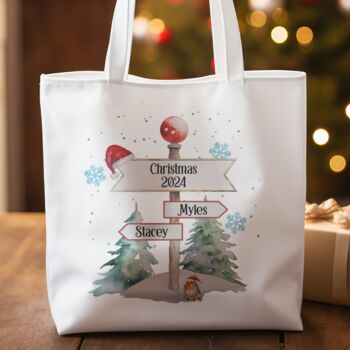 Personalised Christmas North Pole Family Tote Gift Bag, 2 of 8