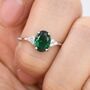 Emerald Green Cz Oval Ring In Sterling Silver, thumbnail 3 of 12