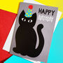 Black Cat Party Hat Birthday Card, thumbnail 1 of 3