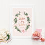 Personalised Name Floral Oval Wreath Foil Print, thumbnail 1 of 3